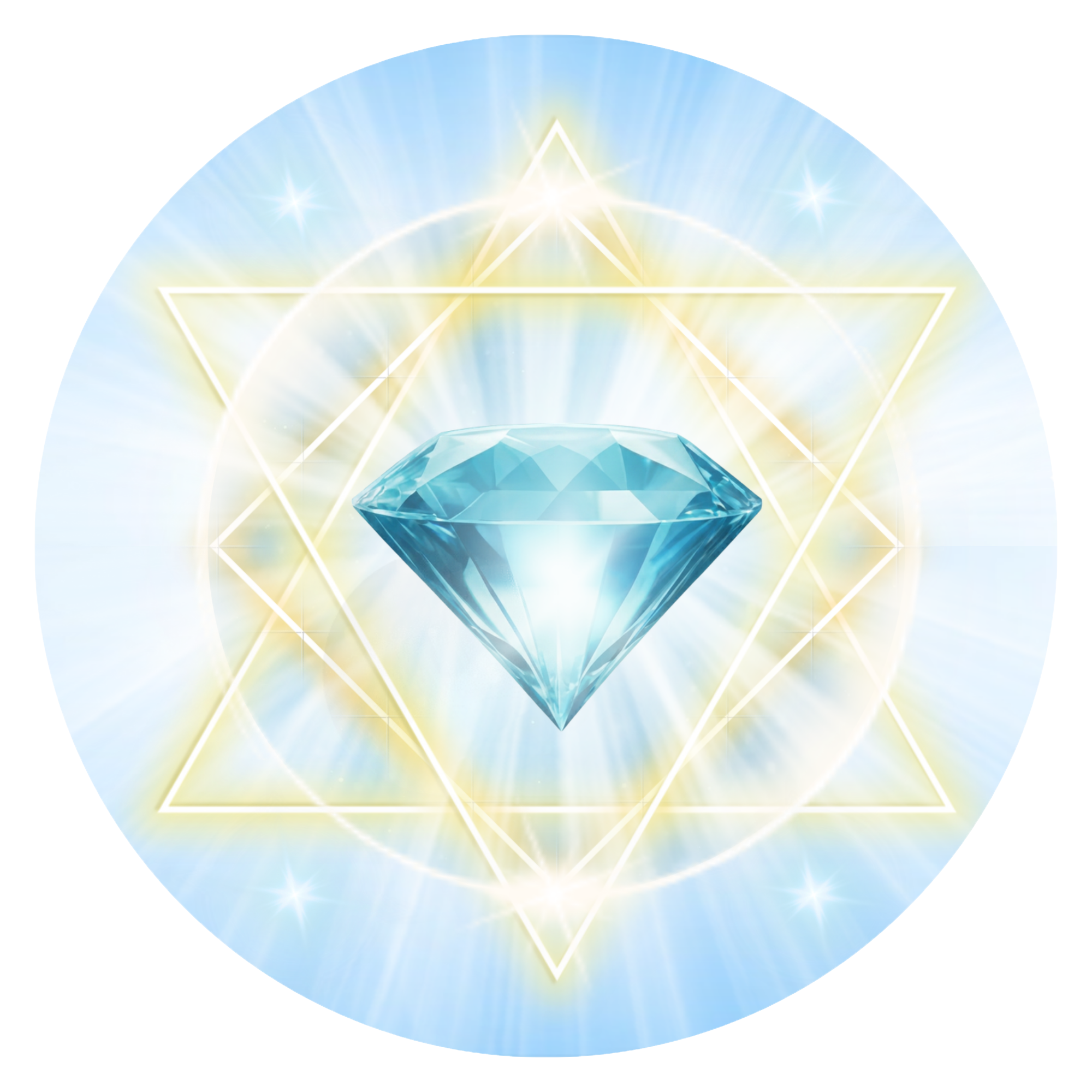 Light of Creation logo featuring a blue diamond and luminous geometric design